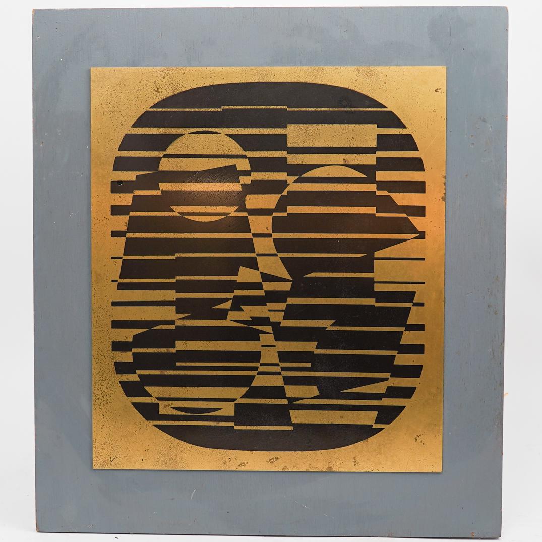 Victor Vasarely (Hungarian, 1938-1960) Brass Plaque (1 of 4)