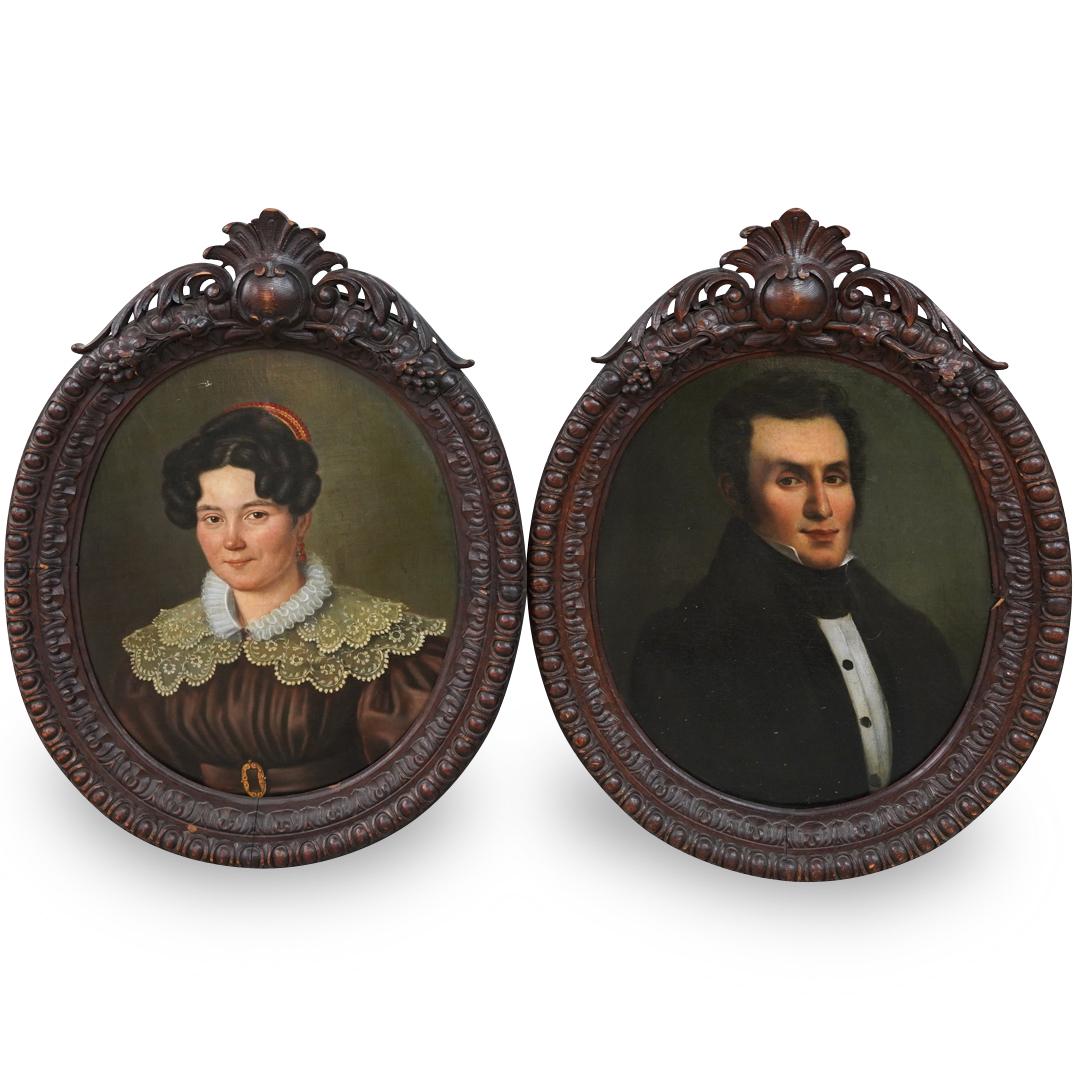 Pair of 19th Cent. Oil On Canvas Portraits (1 of 9)