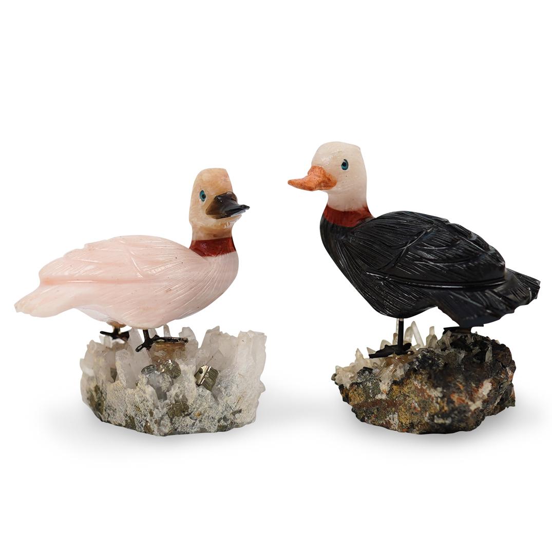 (2pc) Carved Semi-Precious Stone Ducks (1 of 3)