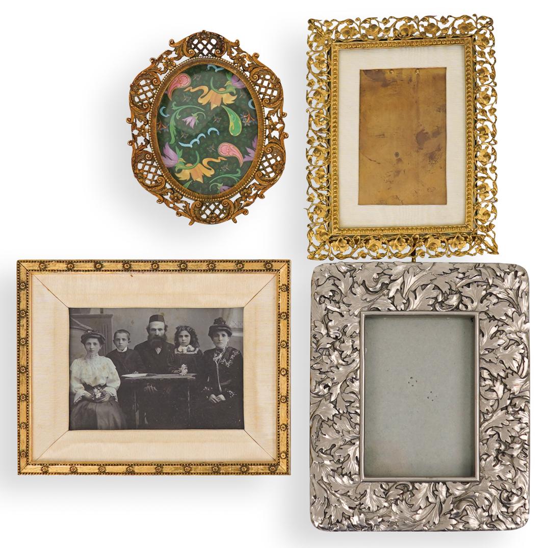 (4 pc) Antique Mixed Metal Picture Frames (1 of 5)