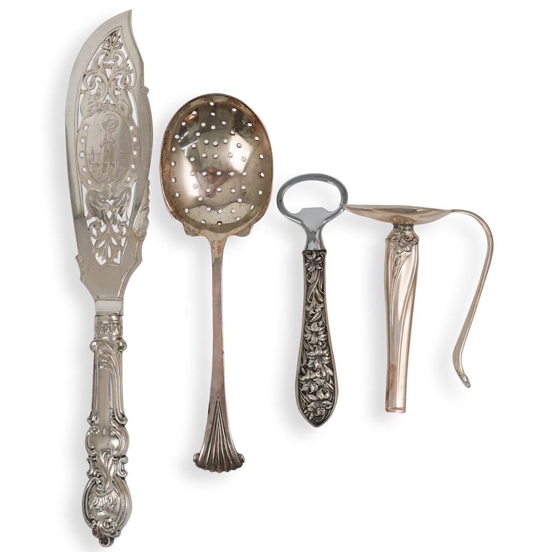 (4 Pc) Sterling and Silver-plated Utensils (1 of 6)