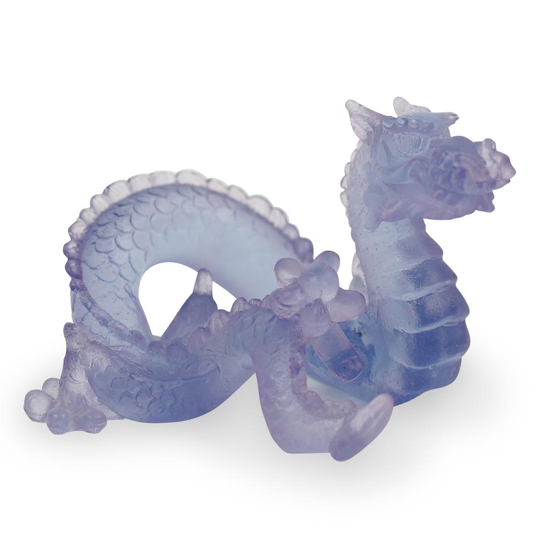 Daum Pate De Verre Crystal Dragon: DESCRIPTION:Daum pate de verre crystal dragon. Features a mythical fierce dragon clutching a ball and finished in an rich lavender color. Marked:"Daum France" Numbered "460/2000" CIRCA:20th Ct. ORIGIN