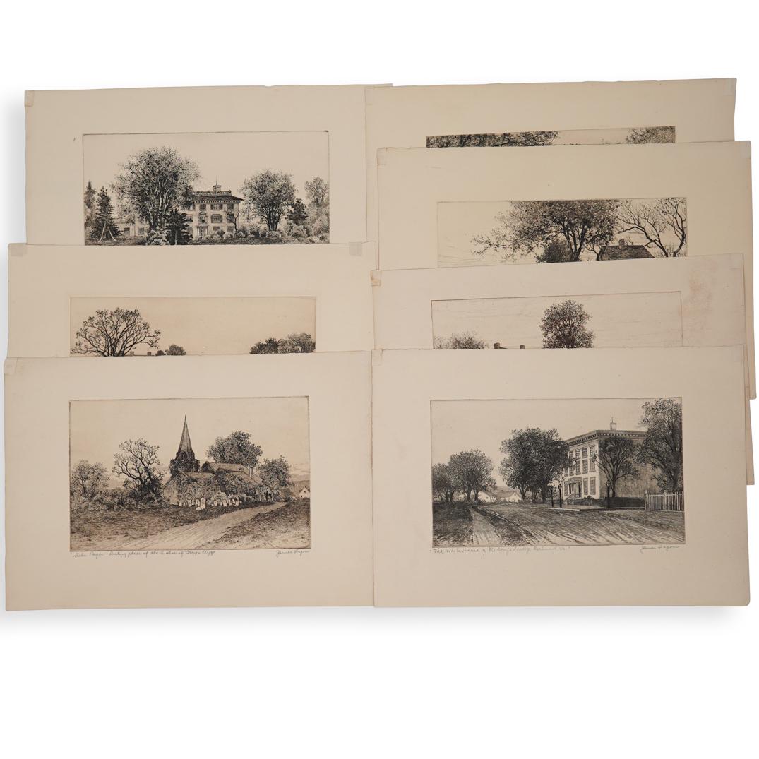 (7 Pc) James Fagan Etchings of American Homes (1 of 9)