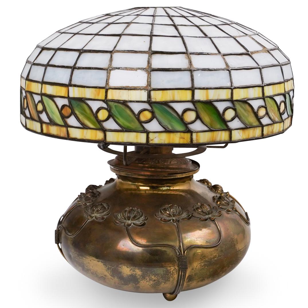 Tiffany Style Brass Lamp (1 of 6)