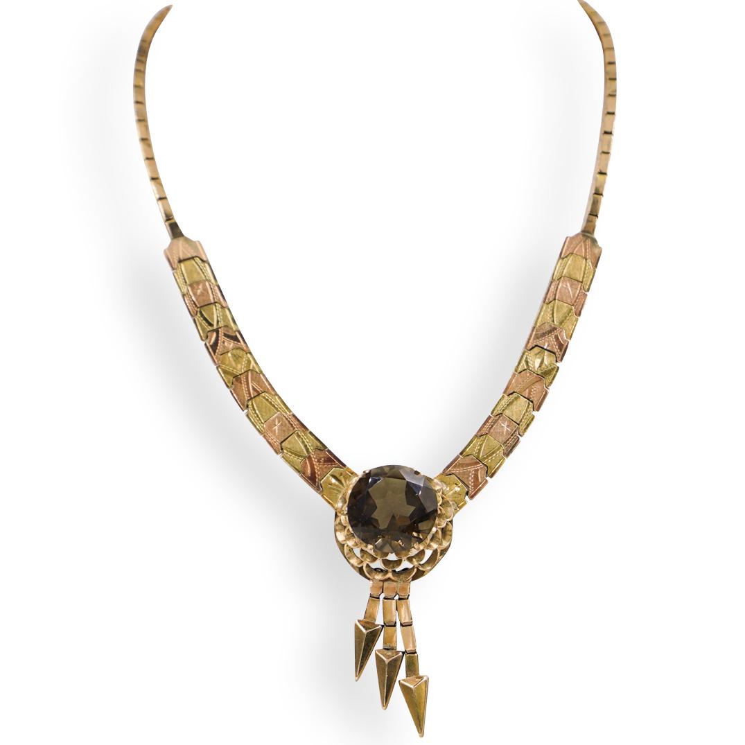 14k Gold and Topaz Mechanical Necklace (1 of 5)