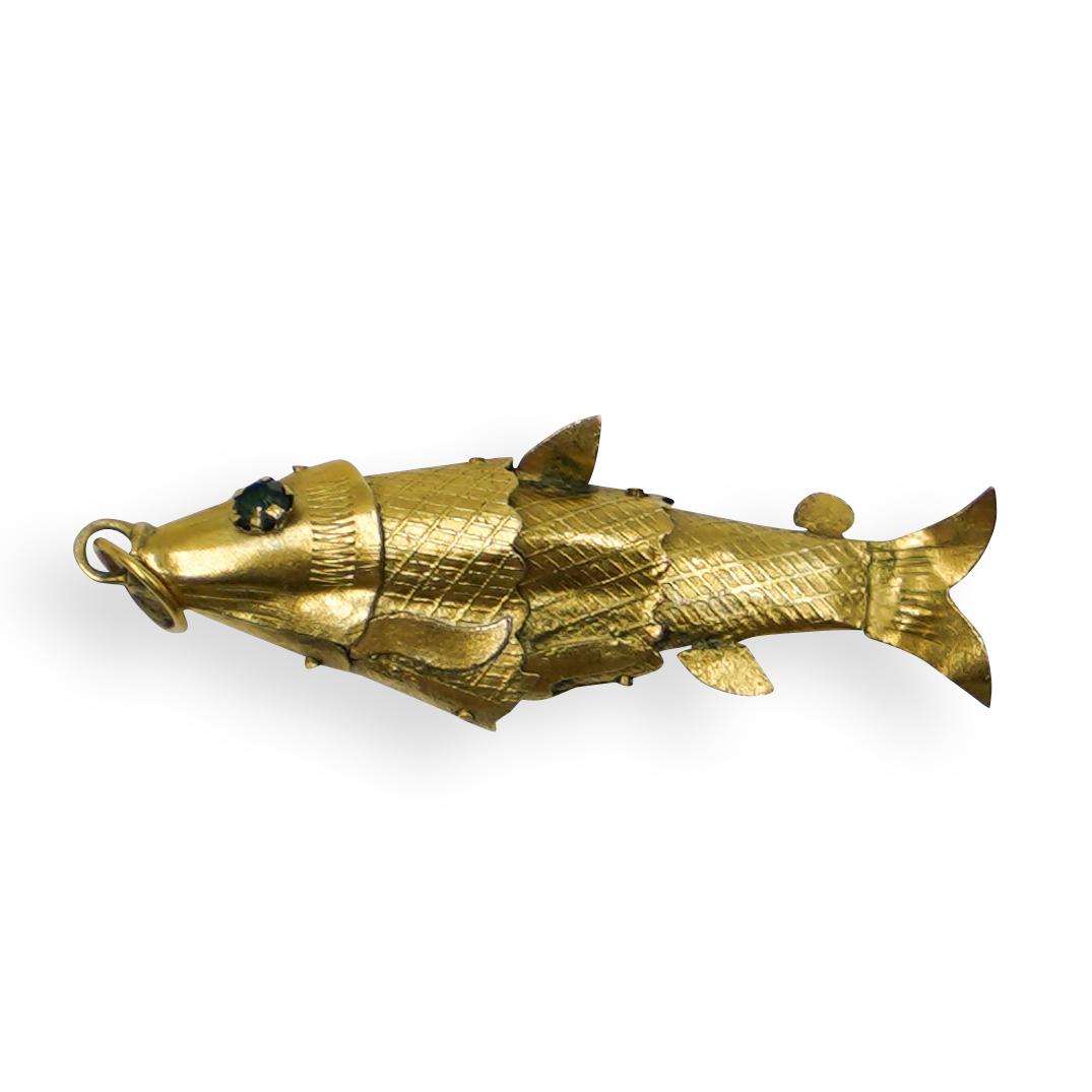 14k Gold Chinese Mechanical Fish Pendant (1 of 2)