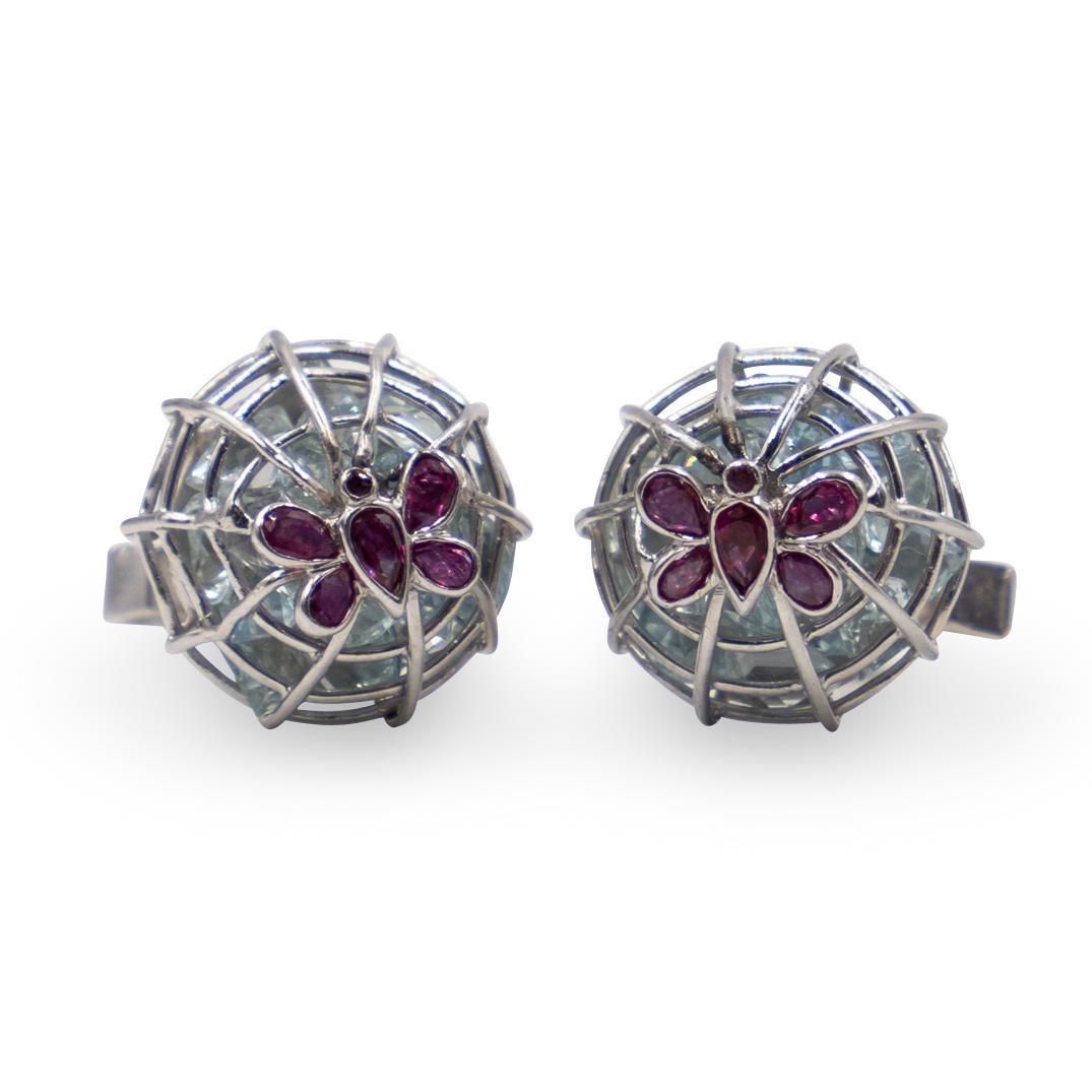 Pair Of 10k Gold and Precious Stone Cufflinks (1 of 3)