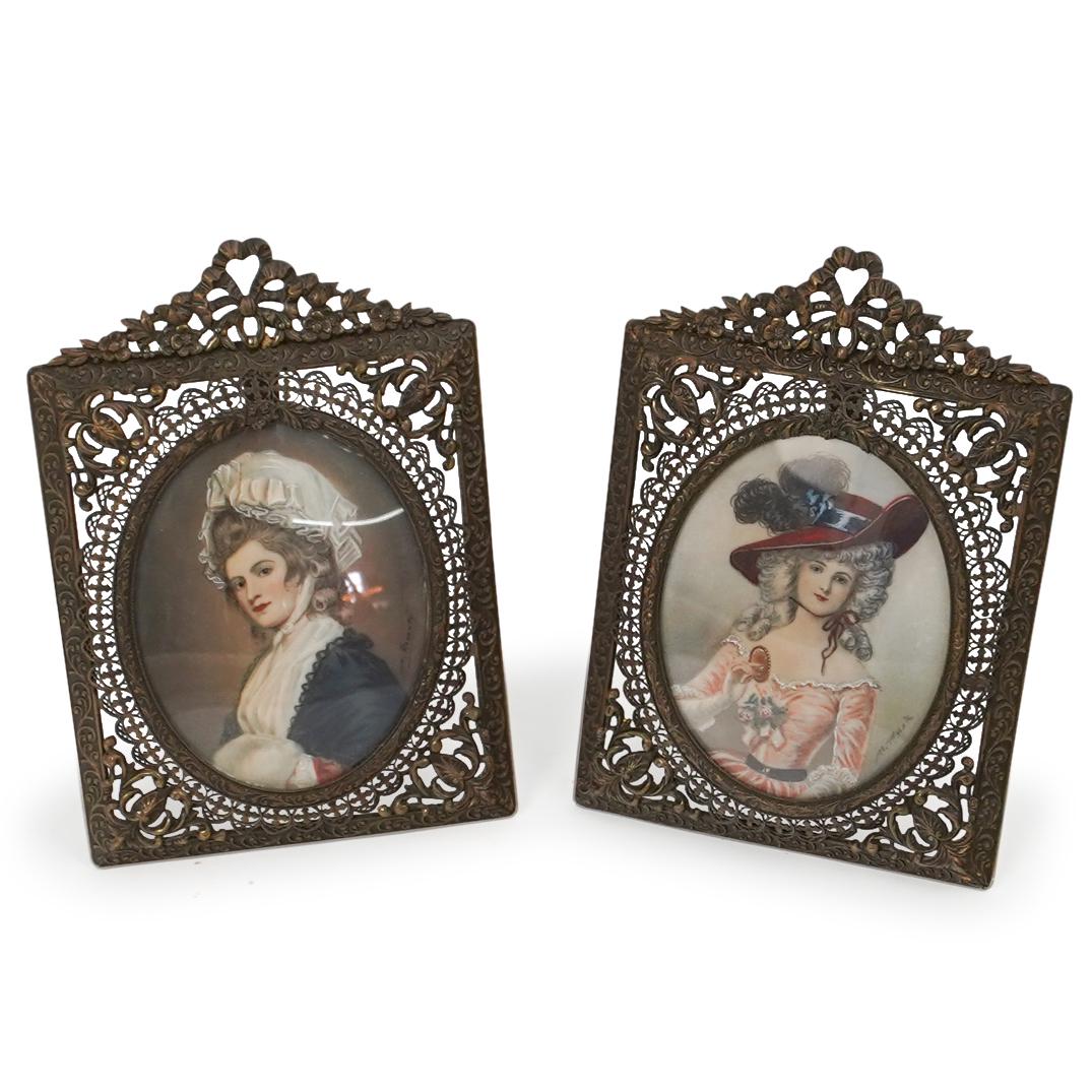 Pair of Hand Painted Framed Miniature Portraits (1 of 5)