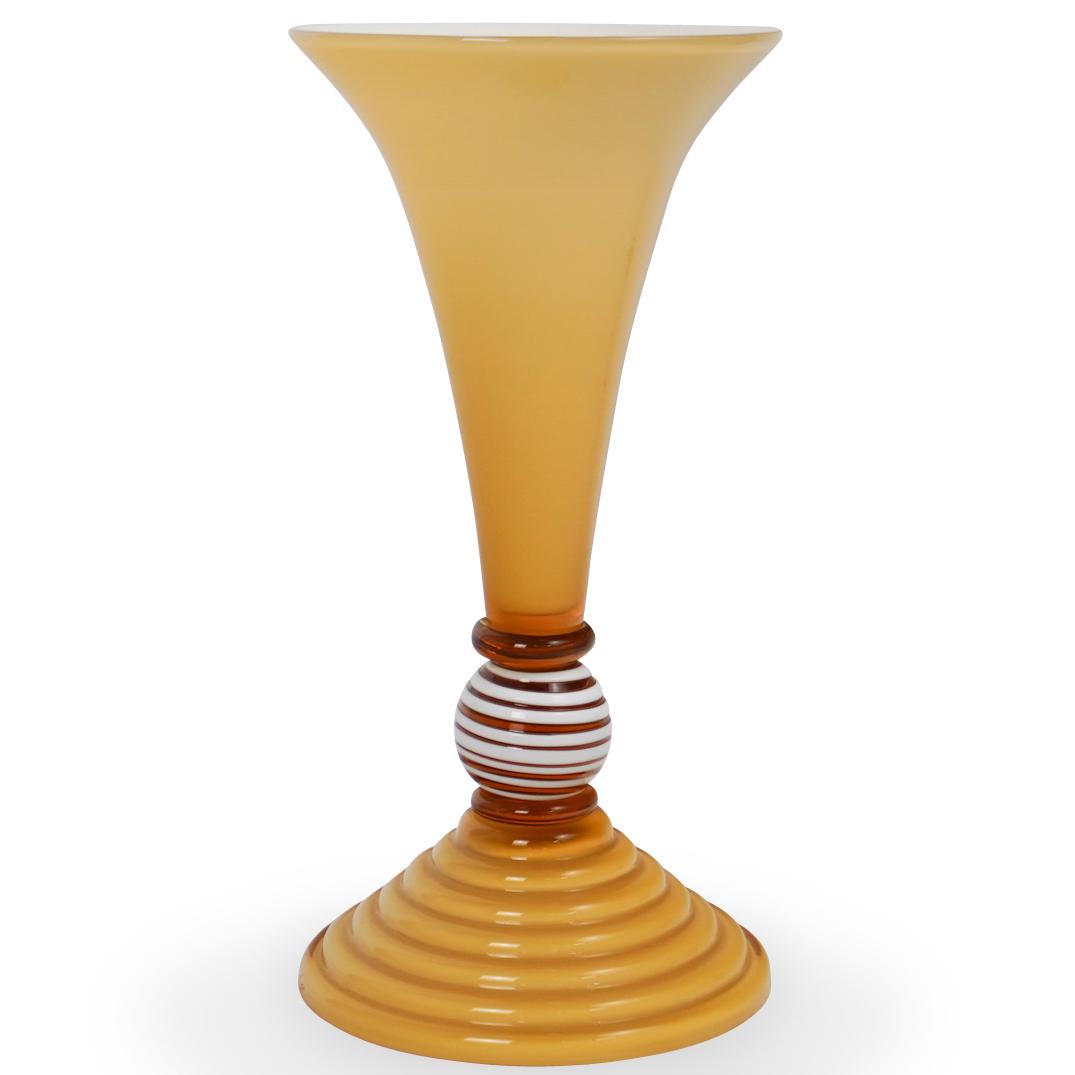Contemporary Yellow Art Glass Vase