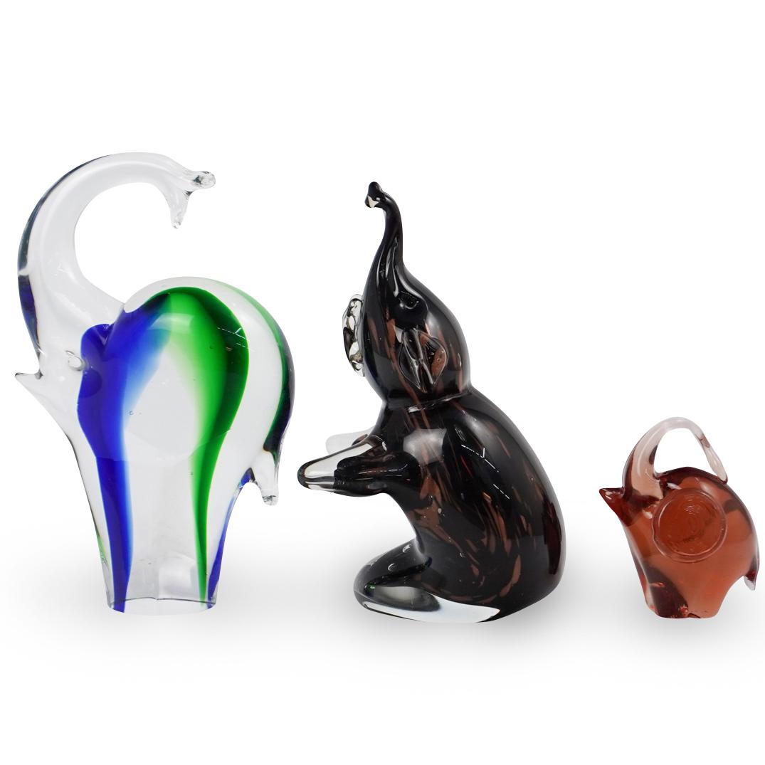 (3Pc) Murano Glass Elephants Figurines (1 of 4)
