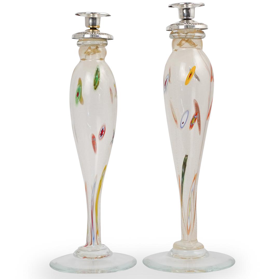(2 Pc) Murano Glass Candle Holders (1 of 5)