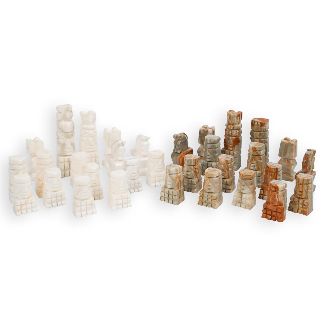 (32 Pc) Carved Marble Chess Pieces (1 of 9)