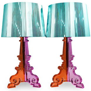 (2 Pc) Kartell x Ferruccio Laviani (Italian B.1960): DESCRIPTION:(2 Pc) A pair of Kartell lamps composed of colored acrylic with a mirrored finish. Designed by Ferruccio Laviani (1960-Italy) for Kartell circa 2012 CIRCA:20th Ct. ORIGIN:Italy DIMENSIONS: