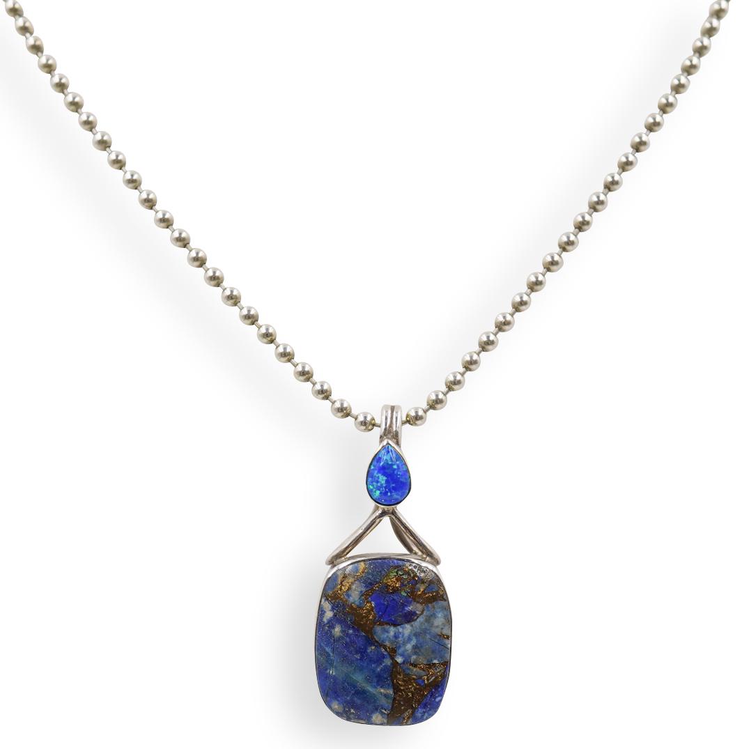 Tiffany and Co. Sterling, Lapis and Opal Necklace (1 of 3)