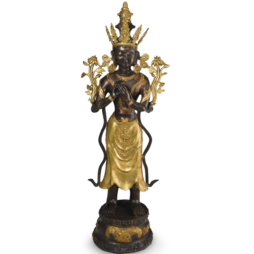 Thibetan Bronze Standing Buddha Statue (1 of 9)