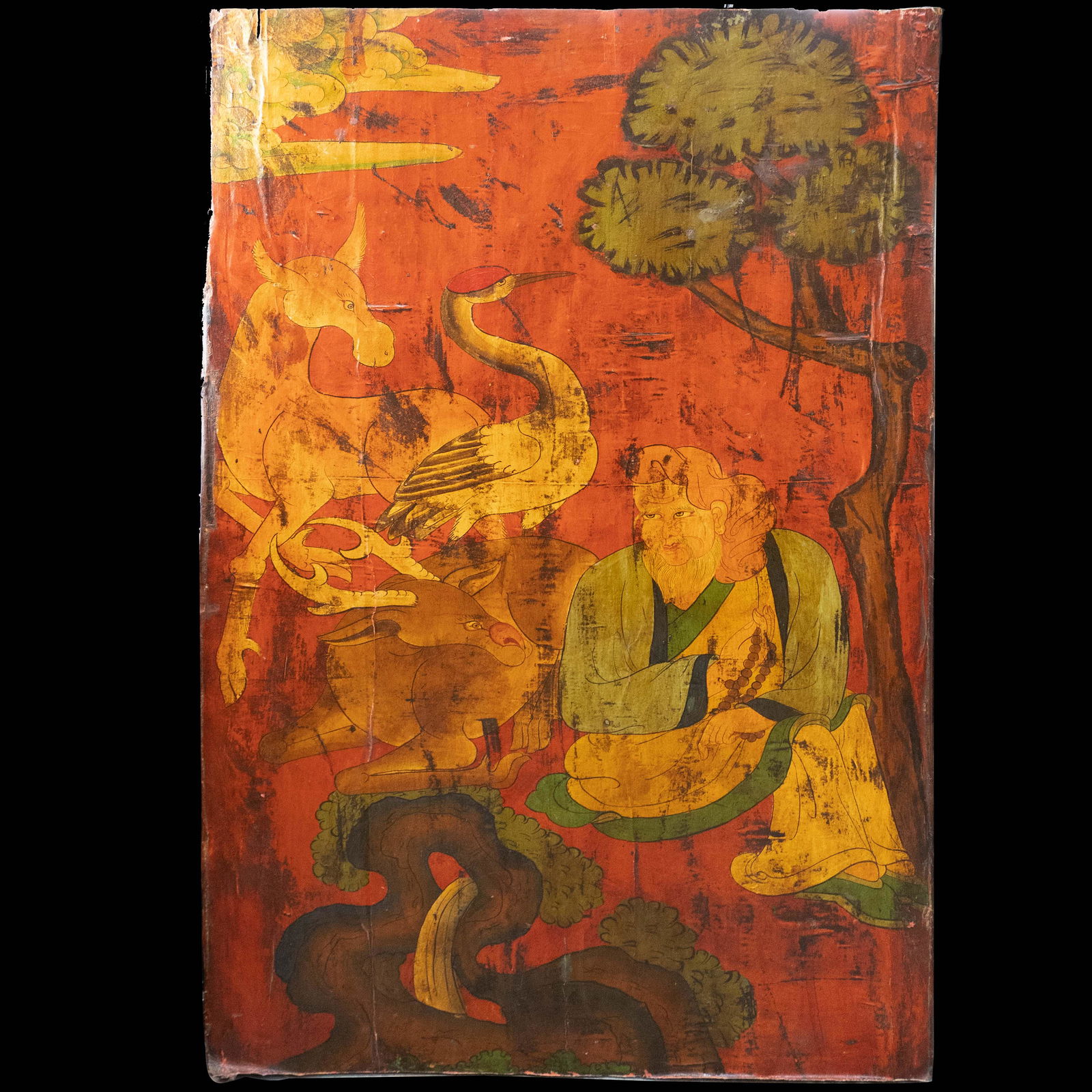 Antique Tibetan Painted Door Panel (1 of 4)