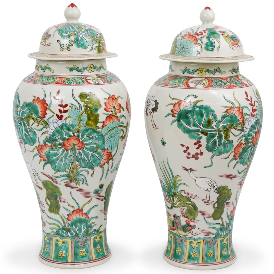 Pair Of Chinese Enamel Porcelain Vases (1 of 6)