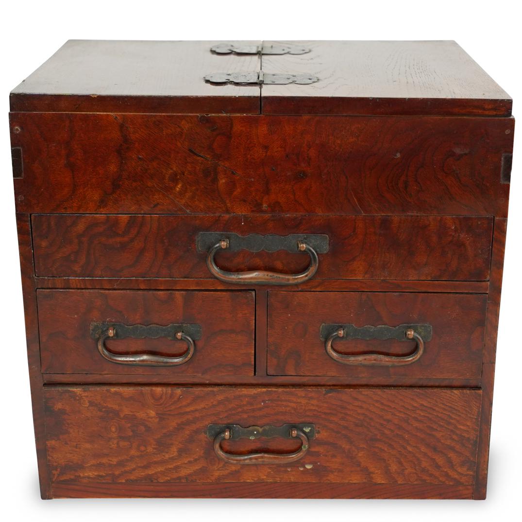 Chinese Wood and Brass Medicine Cabinet (1 of 4)