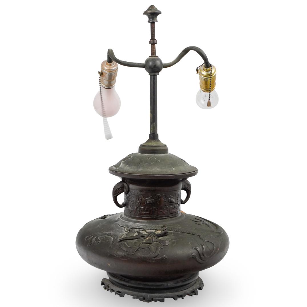 19th Ct. Japanese Bronze Table Lamp (1 of 4)