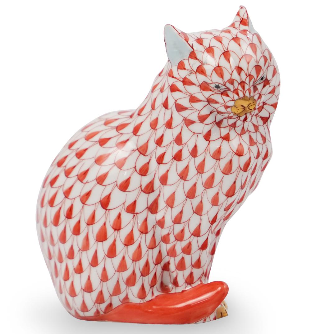 Herend Porcelain Fishnet Cat Figurine (1 of 4)