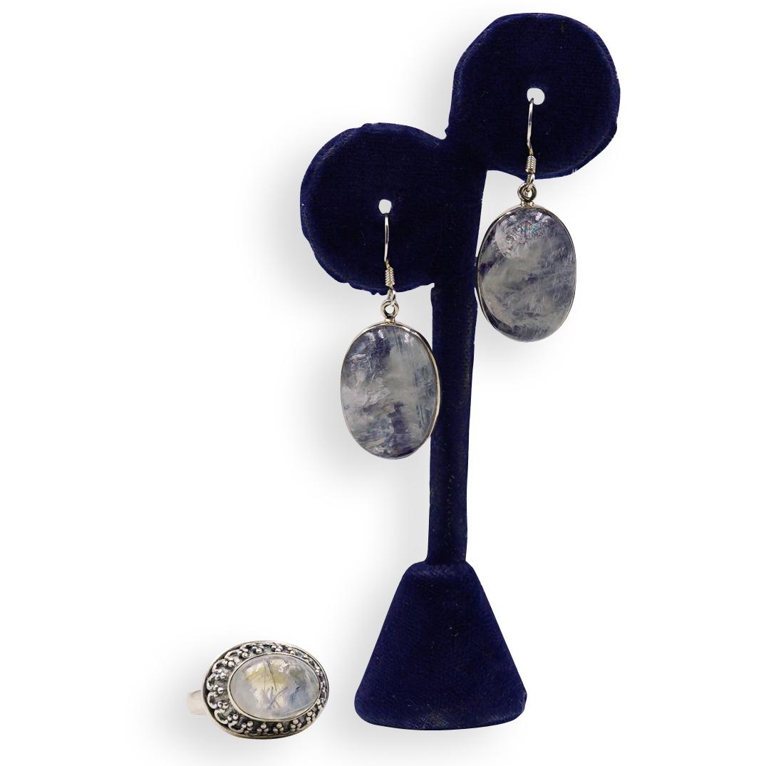 (3 Pc) Sterling Silver and Moonstone Jewelry Set (1 of 4)
