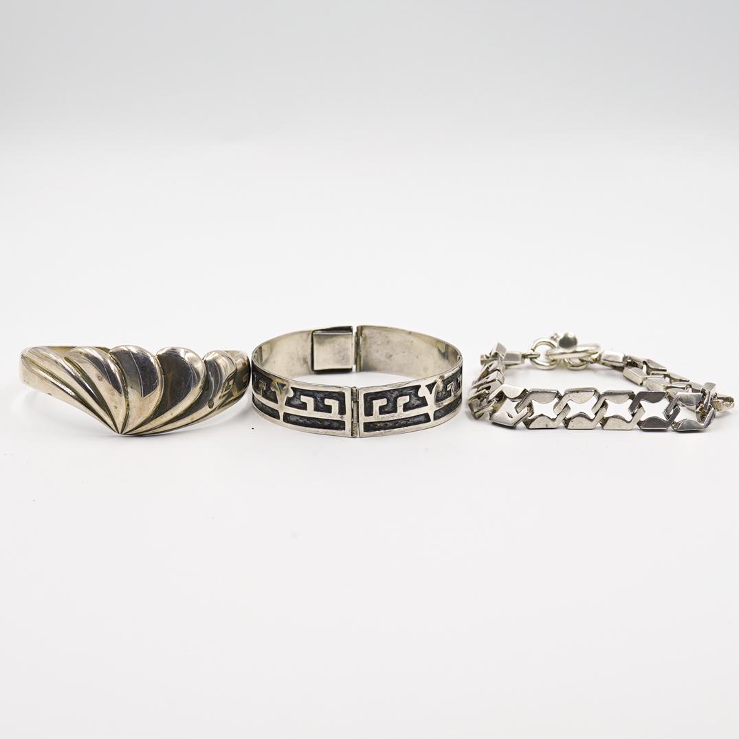 (3 Pc) Sterling Silver Bracelets "925" (1 of 6)