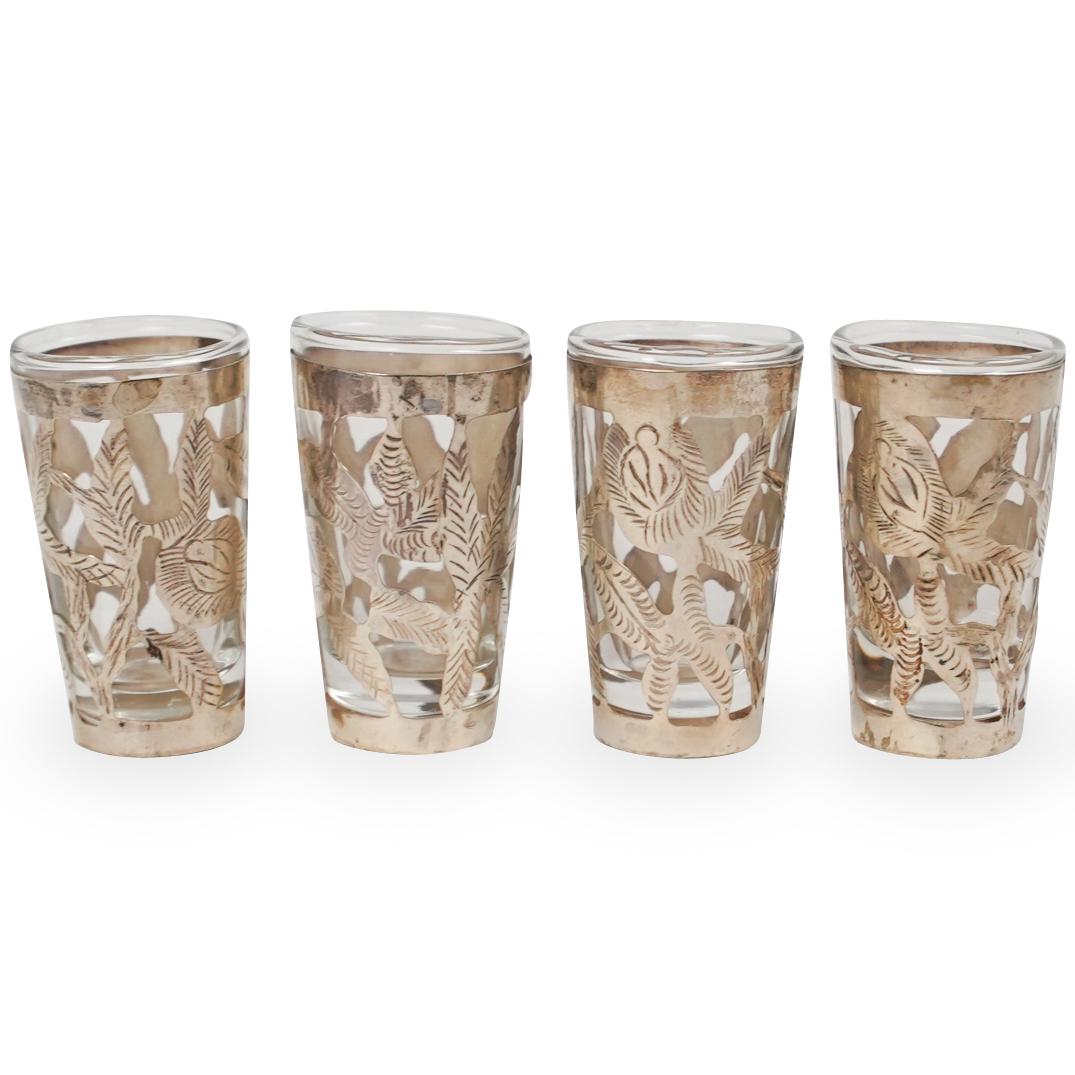 (4 Pc) Silver Overlay Shot Glasses (1 of 3)