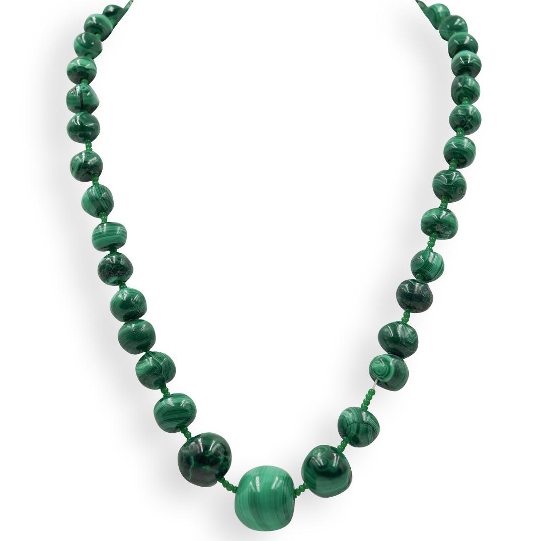 Vintage Malachite Beaded Necklace (1 of 3)