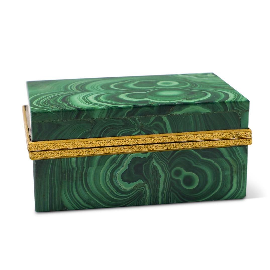 Vintage Malachite and Gilt Brass Trincket Box (1 of 4)
