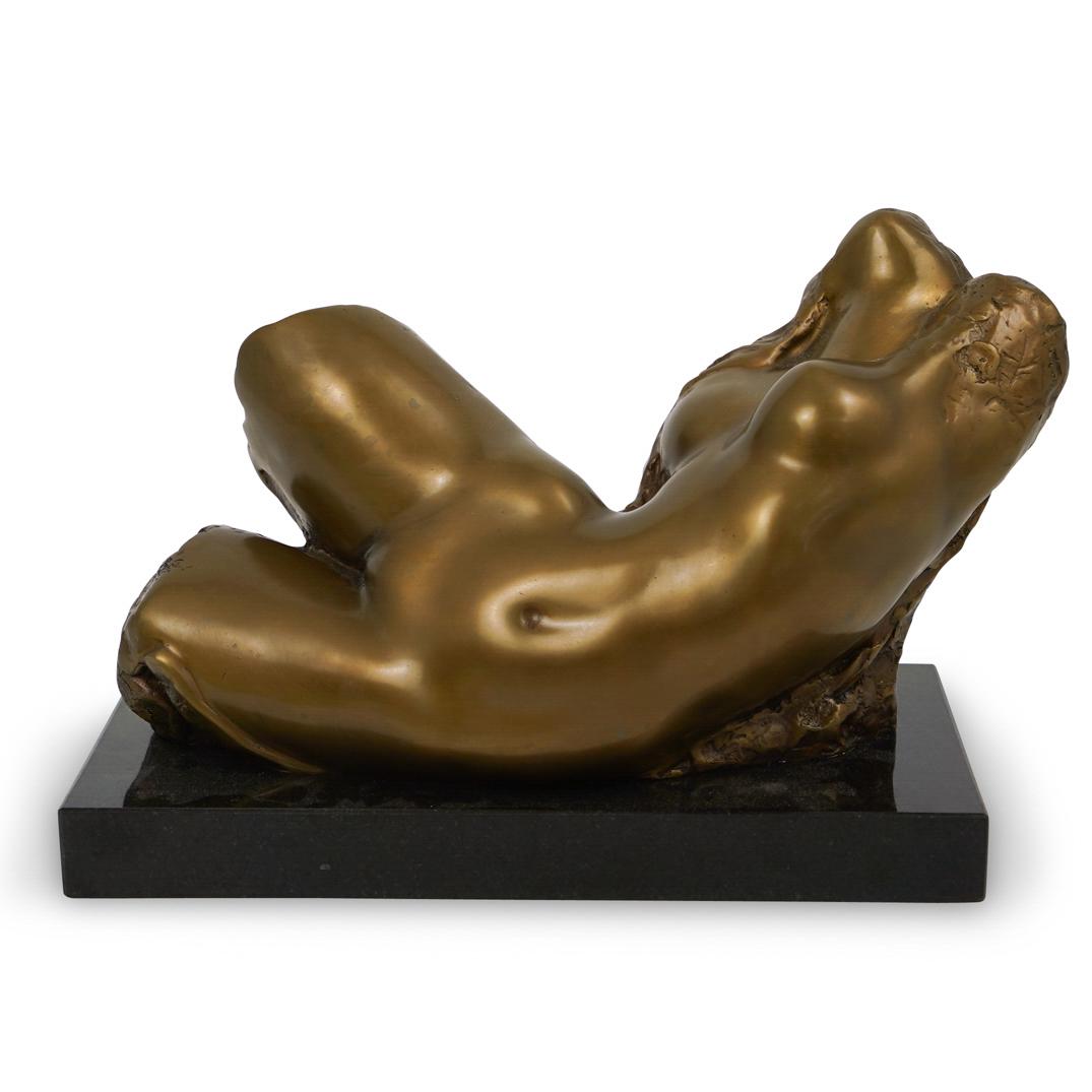 Tony Lopez (Cuban. 1918-2011) Nude Bronze: DESCRIPTION: A Bronze sculpture by Cuban born artist Toney Lopez depicts the torso of a nude woman completed in a gilt/brown patina, fitted atop a black marble. Signed "Tony Lopez numbered 2/10" CIRCA