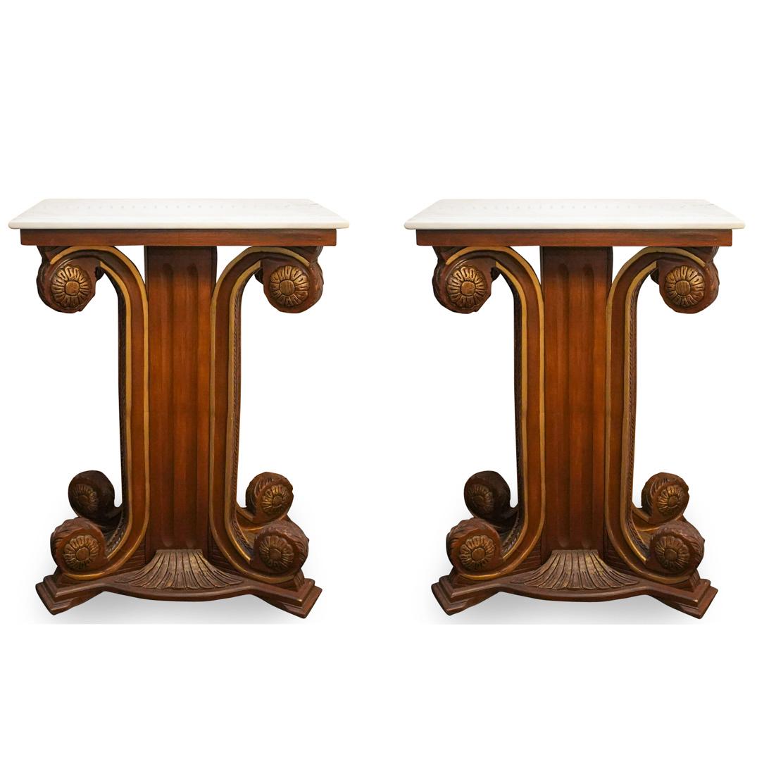 Pair Of Wooden Column Pedestals (1 of 5)
