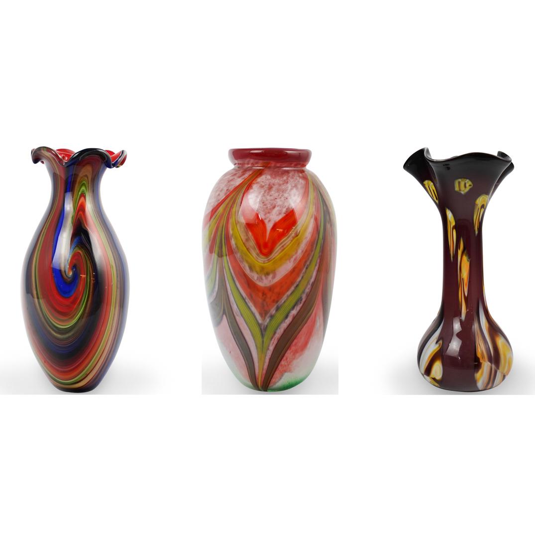 (3 Pc) Murano Art Glass Vases (1 of 13)