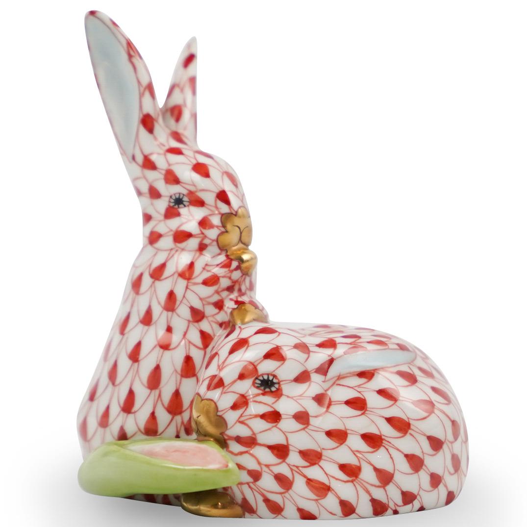 Herend Porcelain Fishnet Double Rabbit (1 of 3)