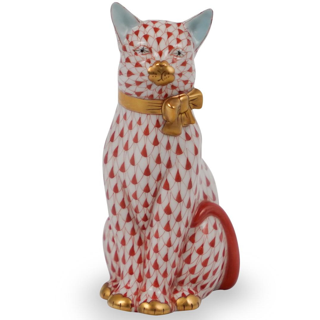 Herend Porcelain Fishnet Cat with Bow (1 of 4)