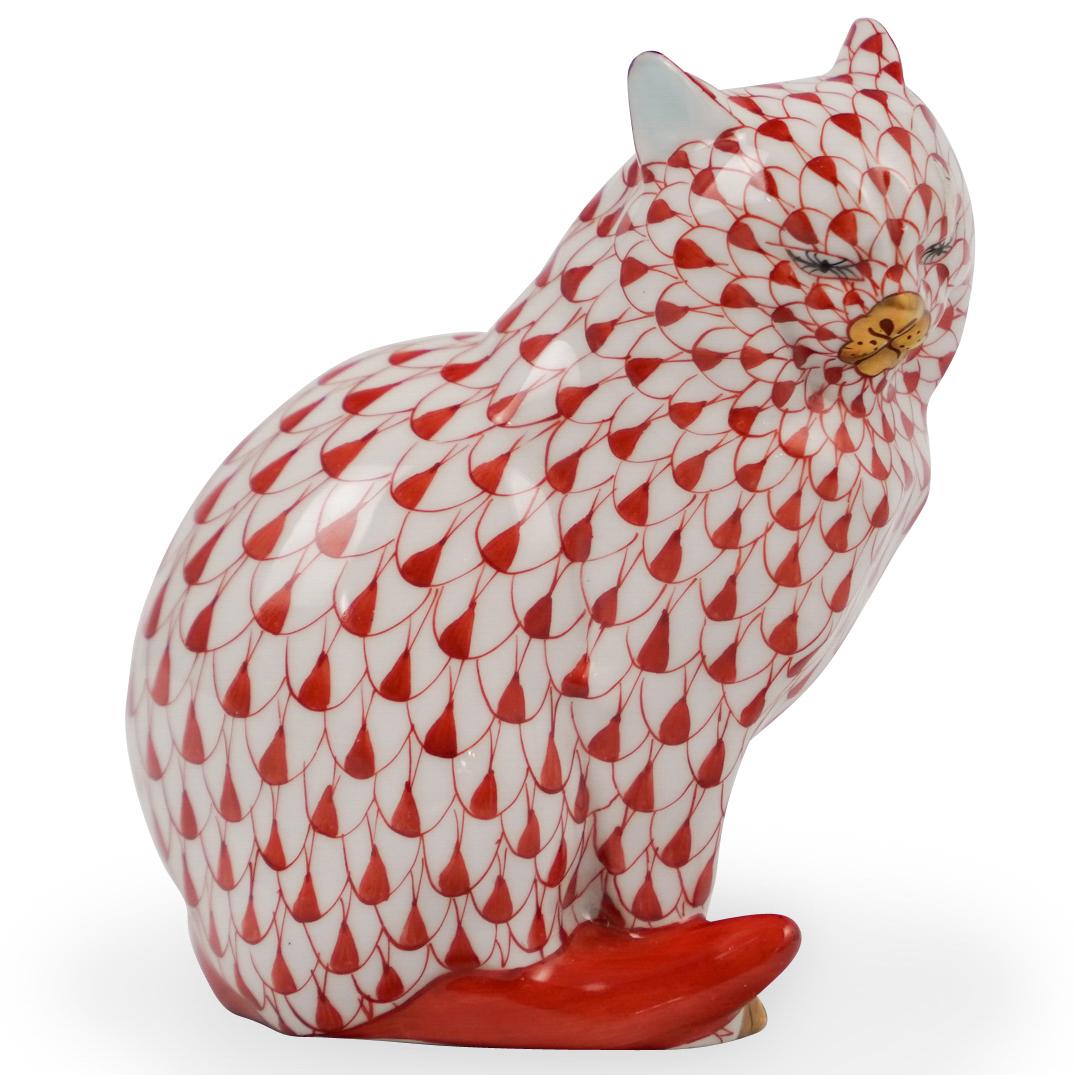 Herend Porcelain Fishnet Cat Figurine (1 of 3)