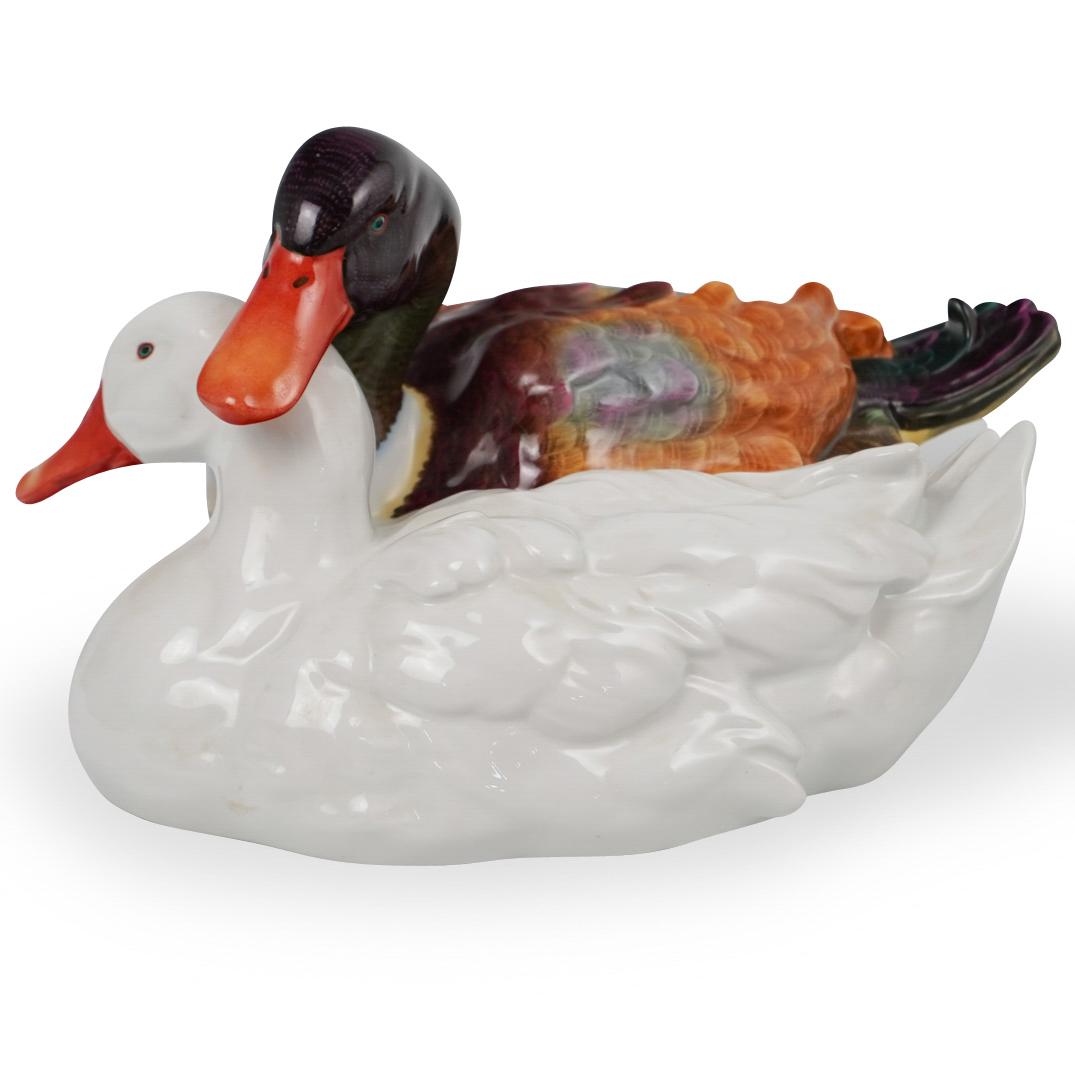 Large Herend Porcelain Double Duck Figurine (1 of 4)