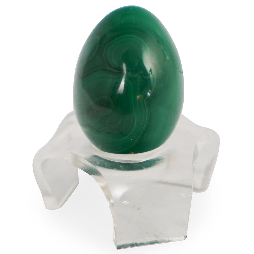 Decorative Carved Malachite Egg (1 of 2)