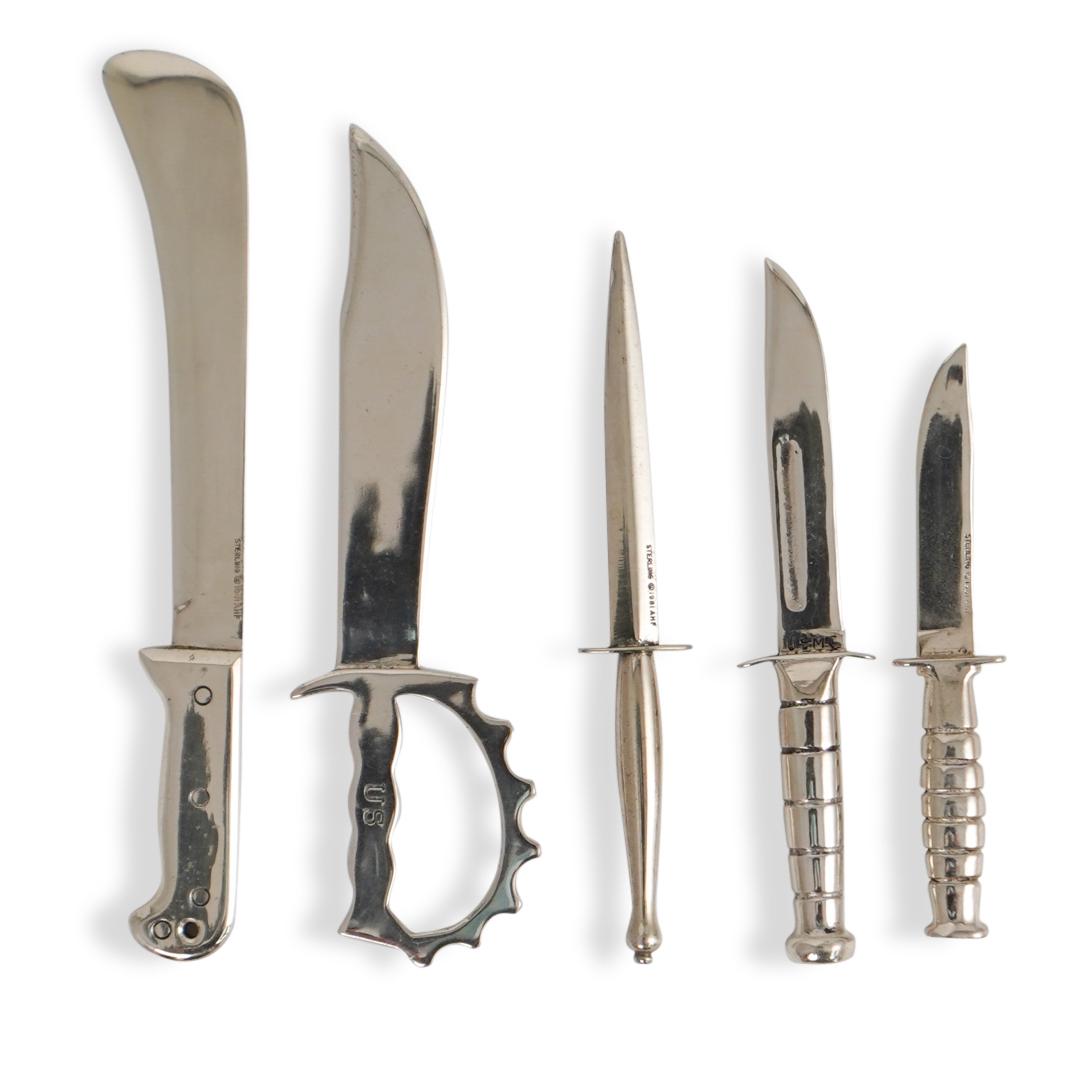 Lot of 5 Sterling Silver Miniature Knives (1 of 5)