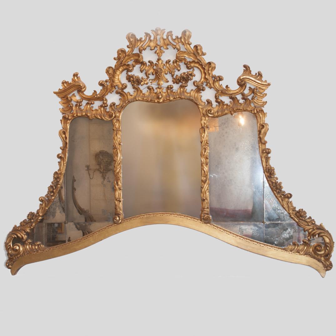 Large Gilded Wood Rococo Mirror (1 of 4)