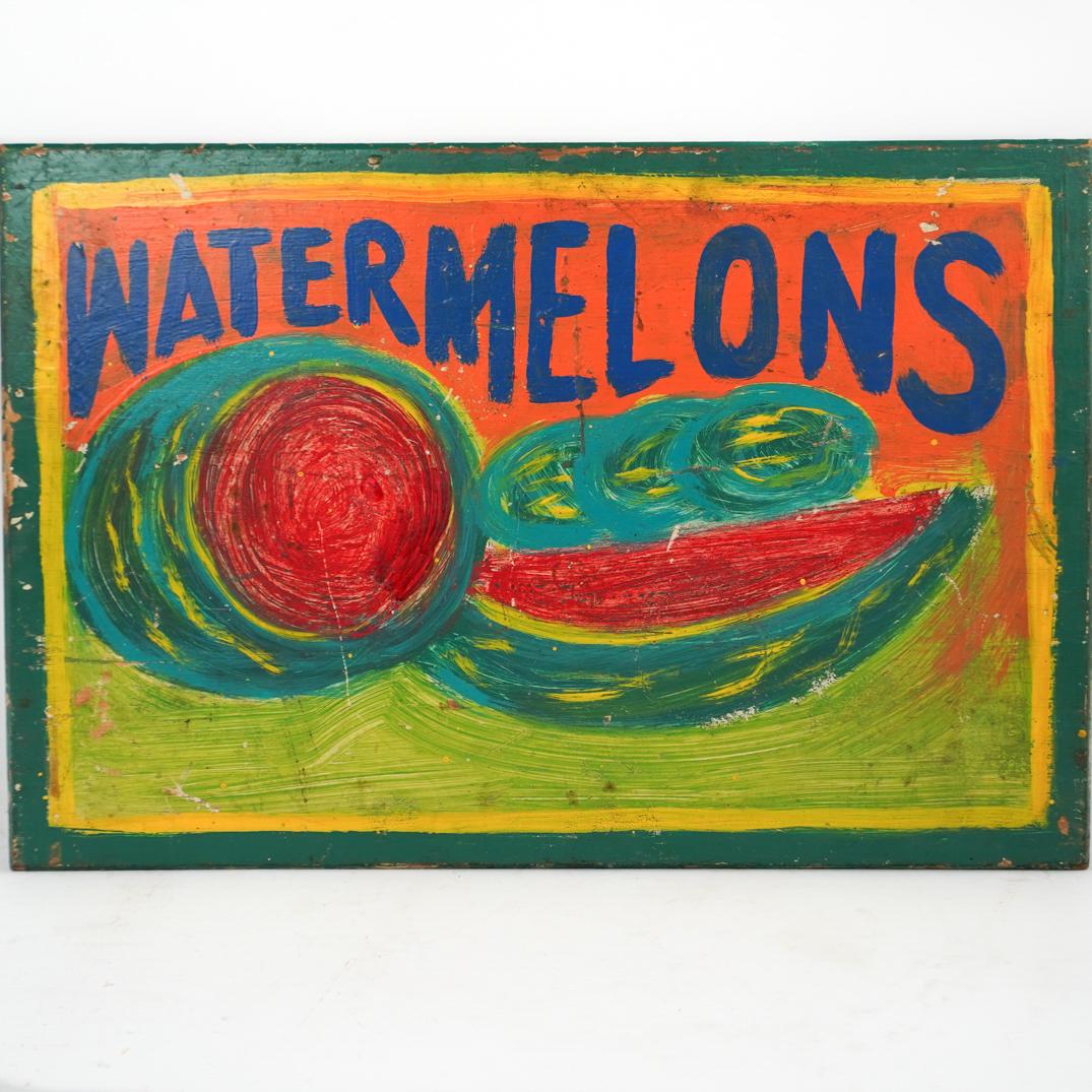 Painted Folk Art "Watermelons" Sign (1 of 2)