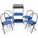 Italian Modern Rolling Folding Table & Chairs
