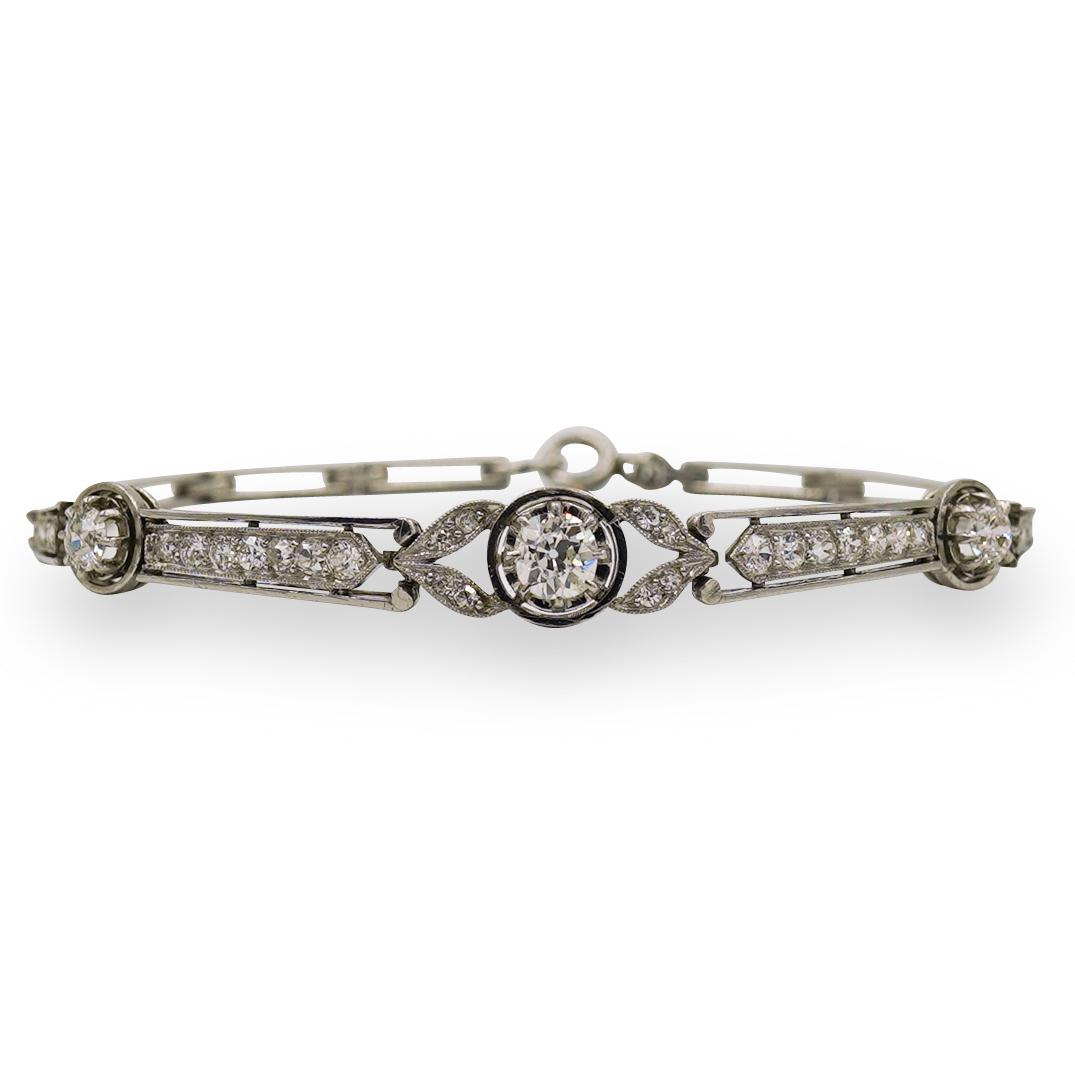 French Art Deco Platinum and Diamond Bracelet (1 of 4)