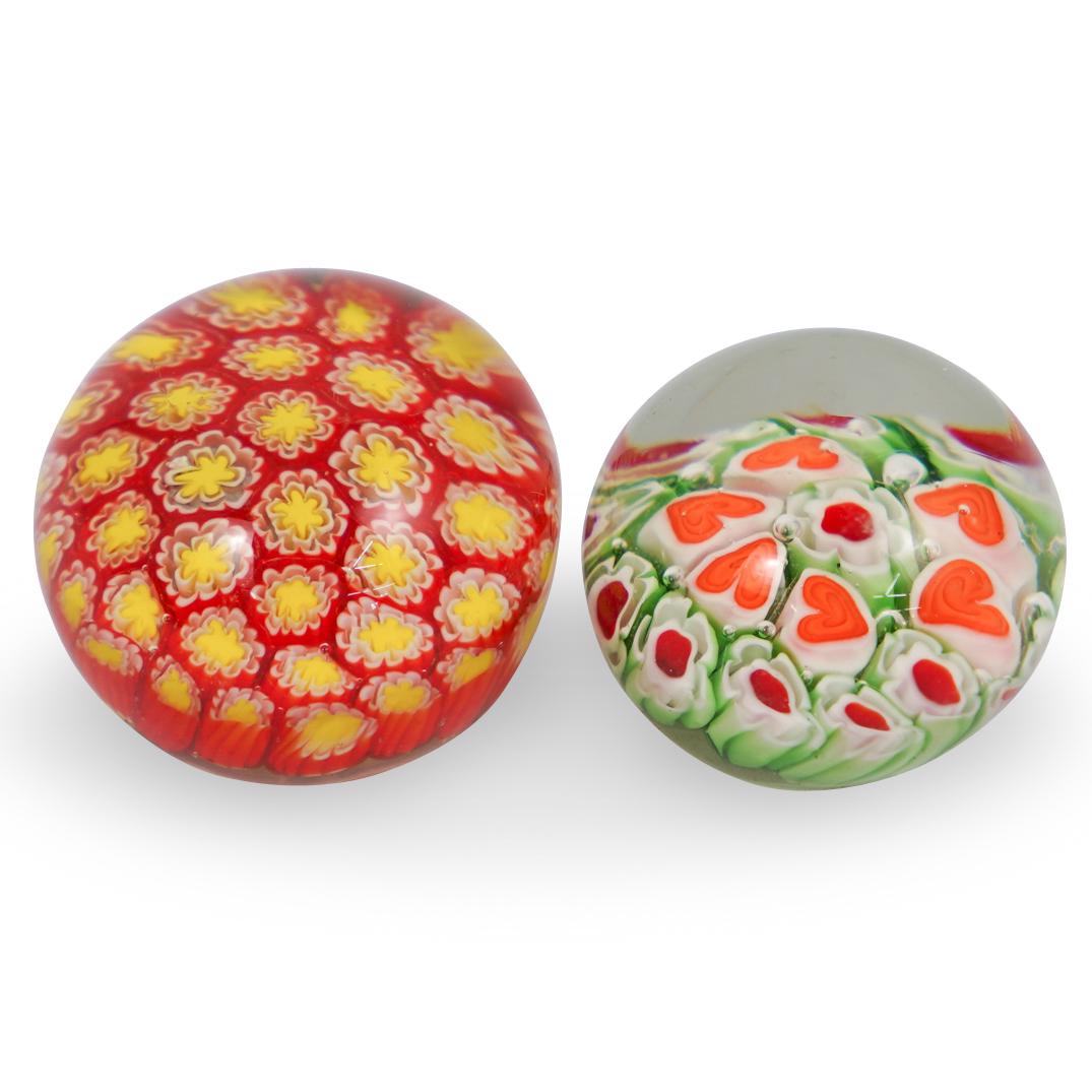 (2 Pc) Signed Murano Paperweights (1 of 2)