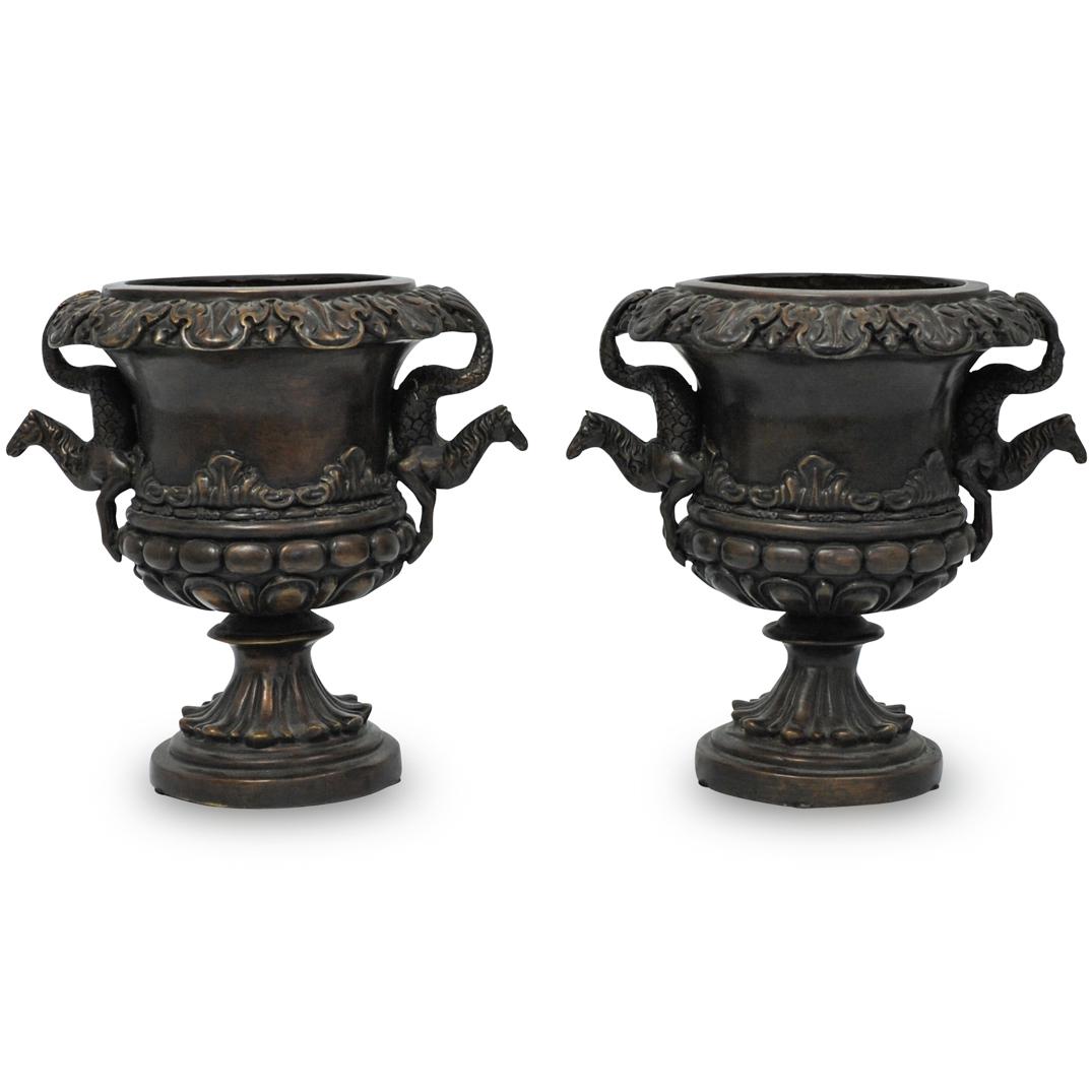 Pair of Bronze Handled Vases (1 of 6)
