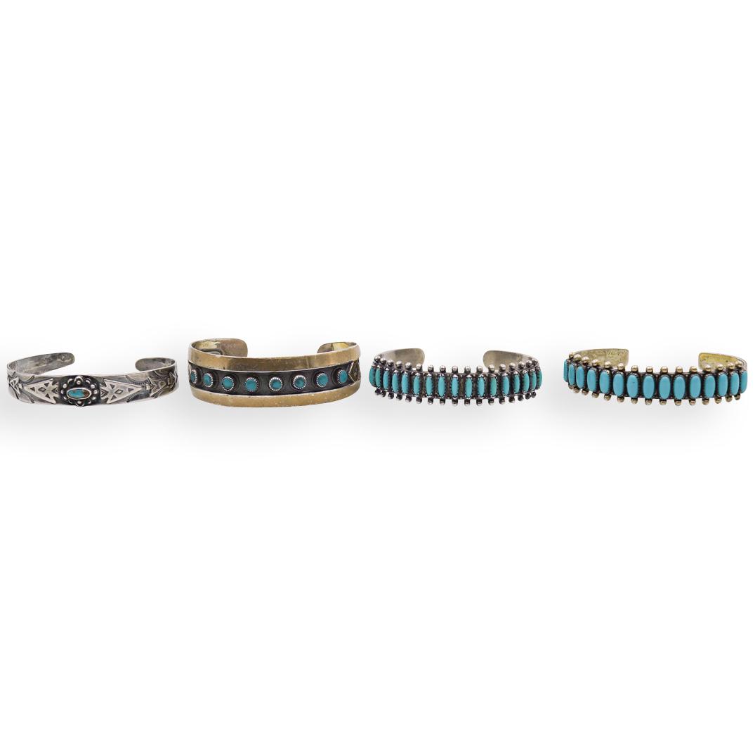 (4 Pc) Navajo Style Sterling Bangles (1 of 5)