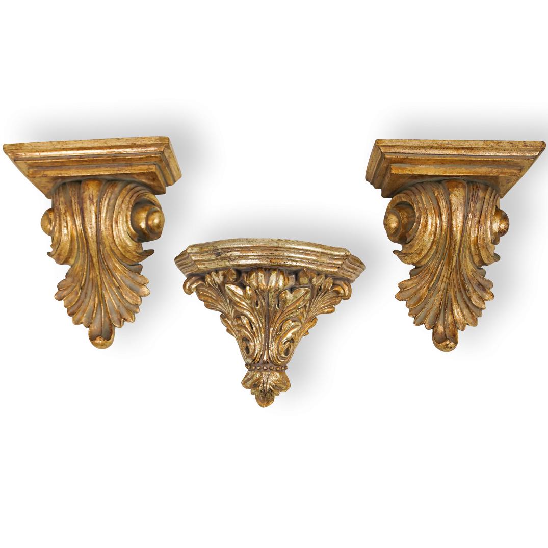 (3 Pc) Continental Gilded Sconces (1 of 4)