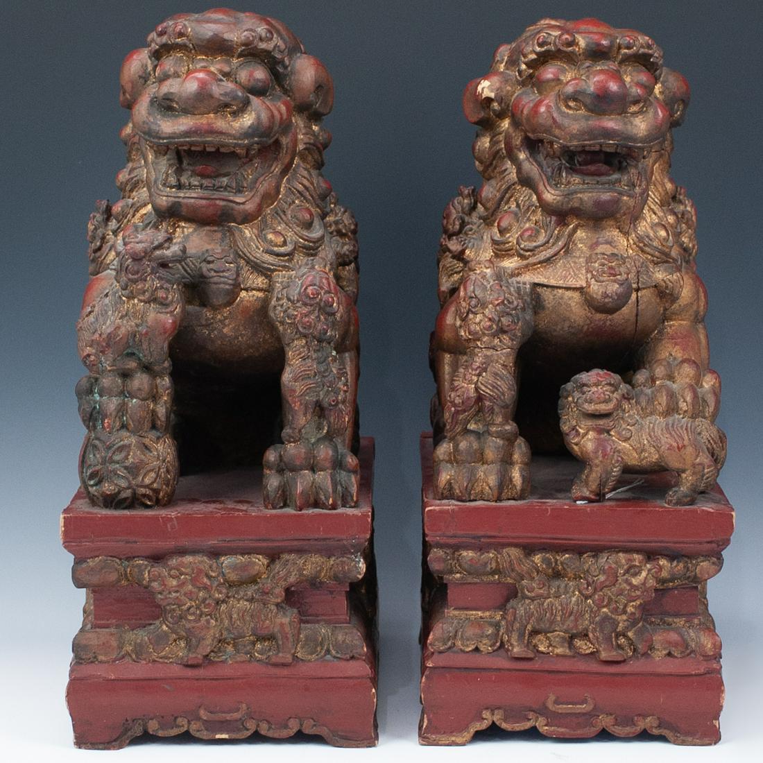 Chinese Carved Foo Dog Sculptures (1 of 10)
