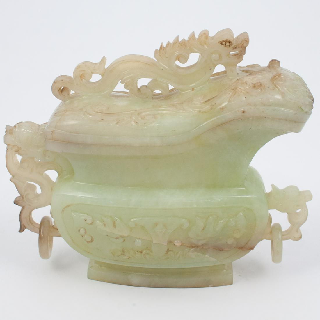 Chinese Carved Jade Dragon Urn (1 of 7)