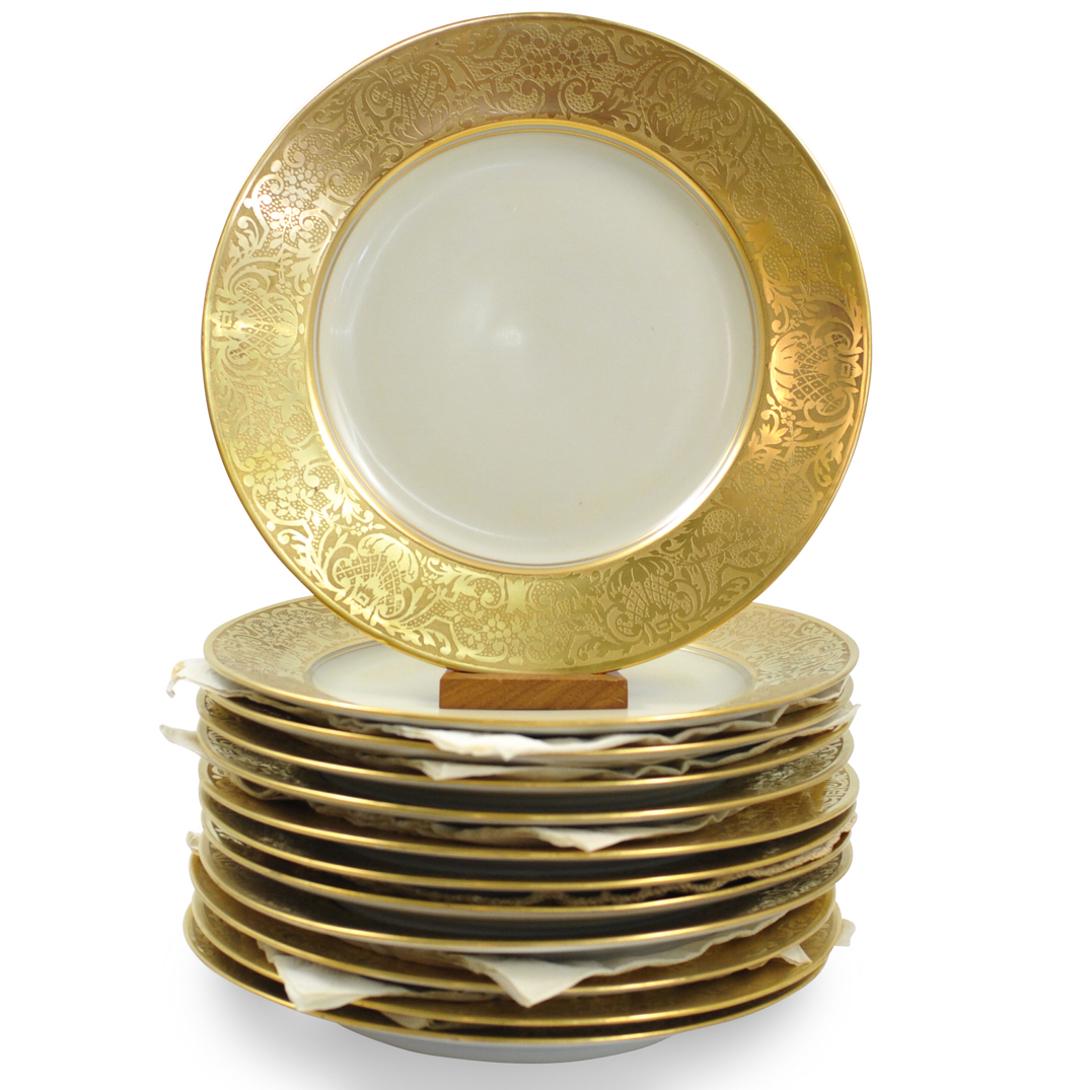 (12 Pc) Thomas Bavaria Gold Encrusted Plates (1 of 3)