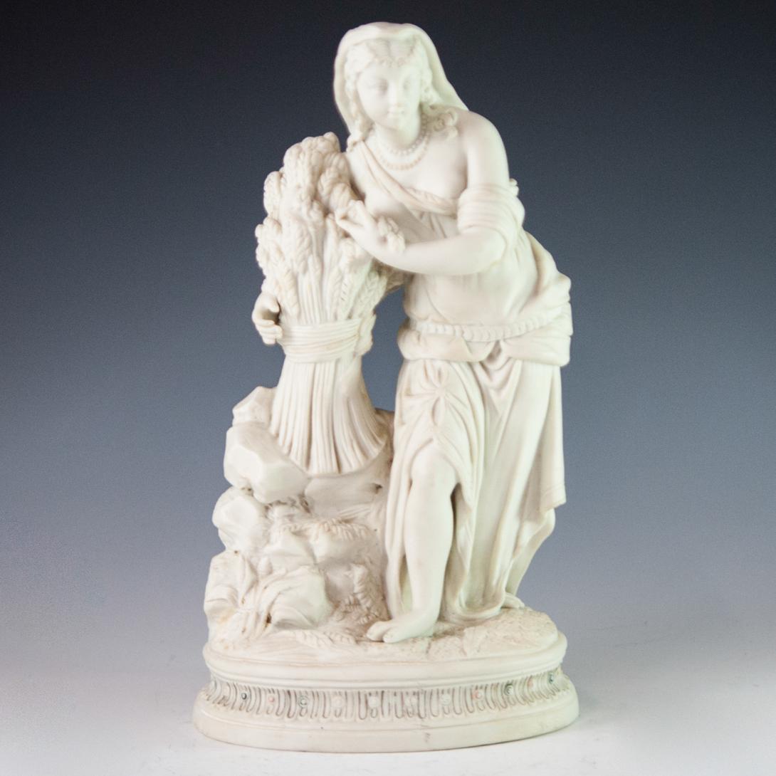 Antique Parian Ware Figurine: DESCRIPTION: Antique Parian Ware Figurine CIRCA: Late 19th Century ORIGIN: France DIMENSIONS: H. 13.75" x W. 8.75" CONDITION: Good condition. See lot description for details on item condition. More de